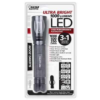 Feit Electric 72336 Ultra Bright 1000 Lumen LED Flashlight, Black