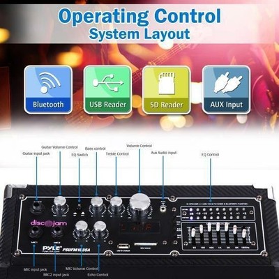 Pyle 500W Bluetooth 2-Way PA Speaker System w/Portability & SD Card PSUFM1035A