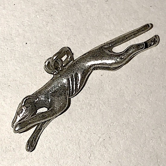 Greyhound Charm Sterling Silver Bracelet Dangle Running Dog Vintage 1970s