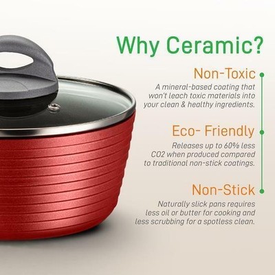 NutriChef 12 Pcs. Kitchenware Pots & Pans Set-Non-Stick Coating, Stylish