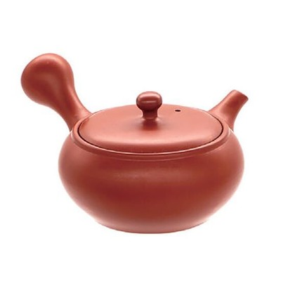 Tokoname Ware Teapot 6-457 Takeharu No. 18 Vermilion Mat Takahira Round