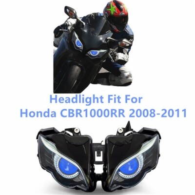 KT LED Headlight Assembly For Honda CBR1000RR 2008-2011 Blue Eagle Eye Headlamp