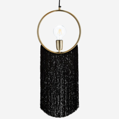 Gold Pendant Lamp With Black Tassels by Madam Stoltz