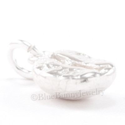 COFFEE Charm JAVA  BEAN Pendant Solid 925 Sterling Silver 3D great Detail .925