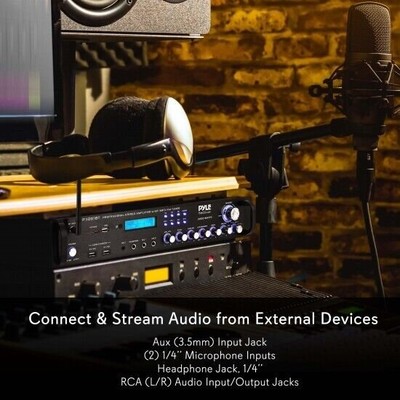 Pyle Bluetooth 3000W 2-Ch Hybrid Pre-Amplifier w/ USB/SD/AUX/AM/FM Radio P3001BT