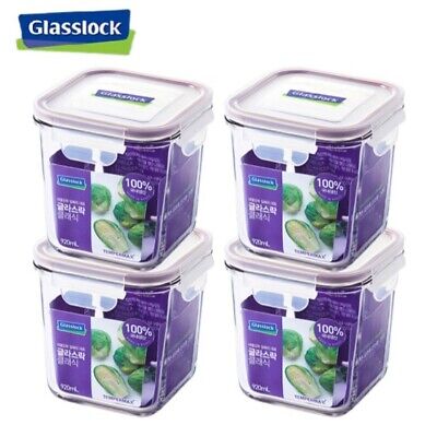 Glasslock Purple Edition Square Door Pocket Glass Sealed Container 920ml 4P