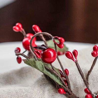 Bulk Buy of 12 Bright Red Assorted Berry Candle / Napkin Rings
