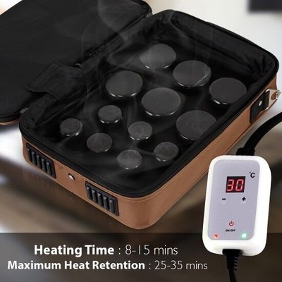 Portable Massage Stone Warmer Set - Electric Spa Hot Stones Massager Heater Kit