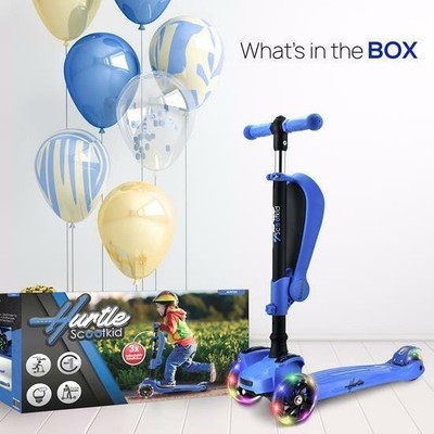 Hurtle HURFS56 3 Wheeled Scooter for Kids - 2-in-1 Sit/Stand, Adjustable Height