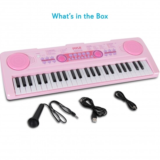 Pyle PKBRD4911PK Children&rsquo;s Electric Keyboard Piano, Rechargeable, Speaker, Pink