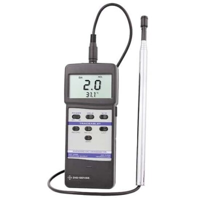 Cole Parmer Traceable 4330 Hot Wire Anemometer / Thermometer w/ Telescopic Probe