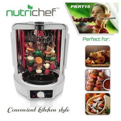 NutriChef Vertical Countertop Rotisserie Electric 700W Oven - White PKRT15