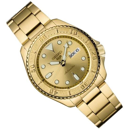 SEIKO SEIKO 5 SPORTS SRPE74 MEN'S 24-JEWEL GOLD-TONE WATCH