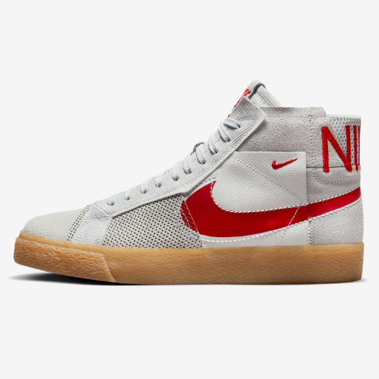 

Обувь для скейтбординга Nike SB Zoom Blazer Mid PRM (FD5113-100) Expeditedship, White/grey/red, Nike Blazer
