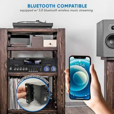 PYLE Stereo Bluetooth Theater Amplifier - Built-in Cooling Fan with & Radio Ante