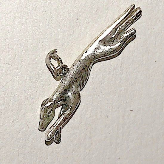 Greyhound Charm Sterling Silver Bracelet Dangle Running Dog Vintage 1970s