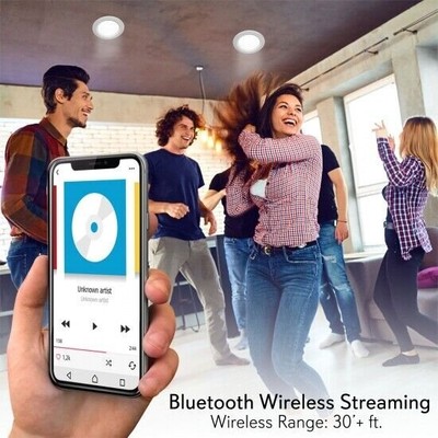 Pyle 4’’ Bluetooth Ceiling/Wall Speakers, 4 2-Way Speakers w/ Built-in LED Light