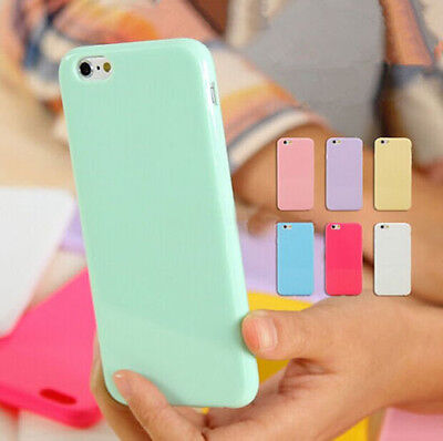 NEW PASTEL CANDY GLOSS SHINY SOFT SILICONE CASE FOR IPHONE 6 6S PLUS 5S 5C 4S SE