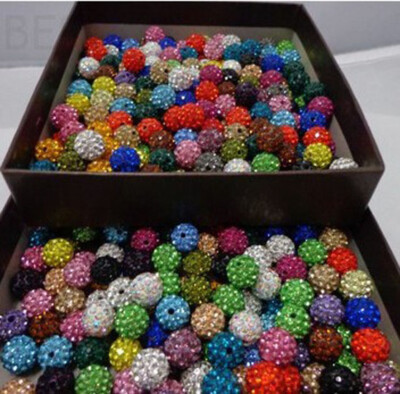 50-100pcs Crystal Rhinestone Pave Disco Ball Polymer Clay Grade A Spacer Beads
