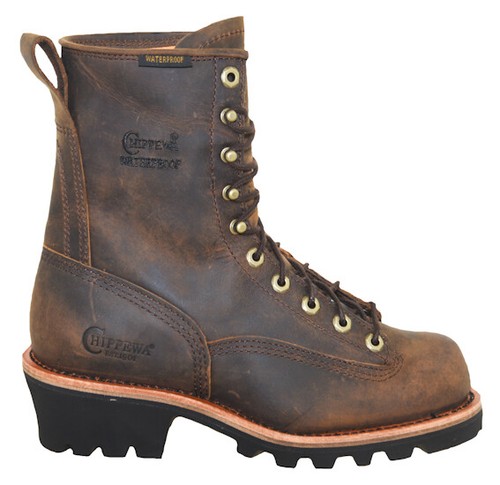 Pre-owned Chippewa Men's Paladin 8" Soft Toe Waterproof Logger Boot Style 73100 In Brown