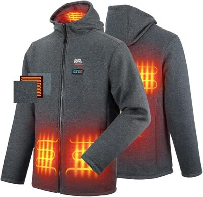 Men's Electric Heated Hooded Sweatshirt Hoodie Heating Jacket W/12V Battery Pack