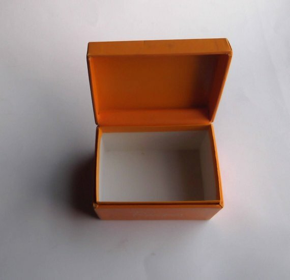 Vintage 1970's Owl Cardboard Recipe Box ~ Orange Kitsch