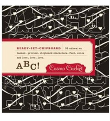 Cosmo Cricket Ready Set Chipboard Adhesive Back Printed Letters 33/Package, Hey 