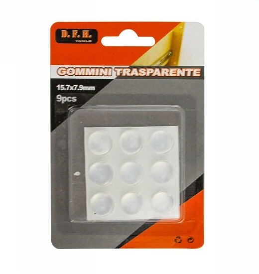 Set 9 Gommini Adesivi Protezione Pavimenti Trasparenti Rotondi 15.7x7.9mm dfh