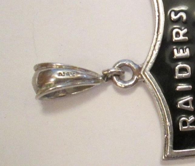 Oakland Raiders Enameled Shield Sterling Silver Large Pendant 1.5