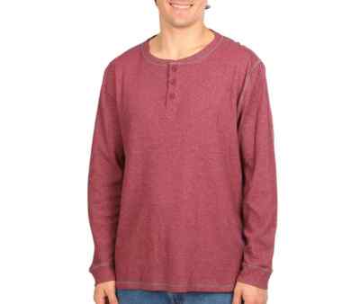 Men's Large Reel Legends Waffle Knit Henley LS Shirt Outdoor Casual PICK COLOR