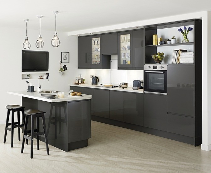 HOWDENS kitchen door, fronts, job lot, grey high gloss brand