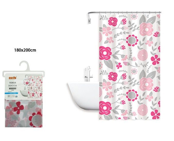 Tenda Doccia Anti Muffa Fiori Impermeabile 180x200cm Con Anelli Bagno dfh