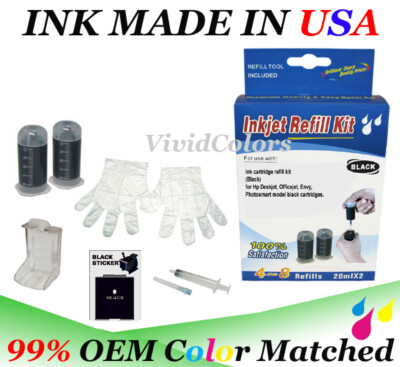 ink cartridge refill for hp 67 box tool kit 67xl hp 65 hp 65xl Black w tools Dye