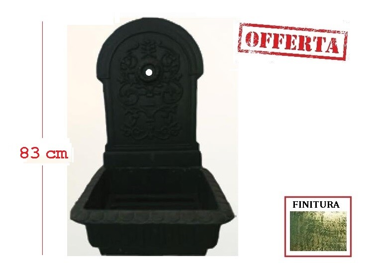 FONTANA A PAVIMENTO IN GHISA PESANTE VERDE ANTICHIZZATO DA GIARDINO ESTERNO