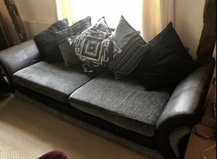DFS Black & Charcoal Grey Four Seater Sofa in Eye, Suffolk Gumtree