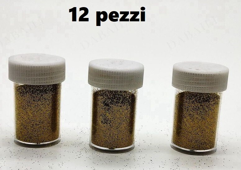Set 12 Brillantini Glitter Decorazione Porporina Lavoretti Dorata 20g bal