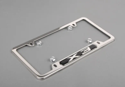 BMW OEM X3 Emblem Chrome Stainless Steel License Plate Frames