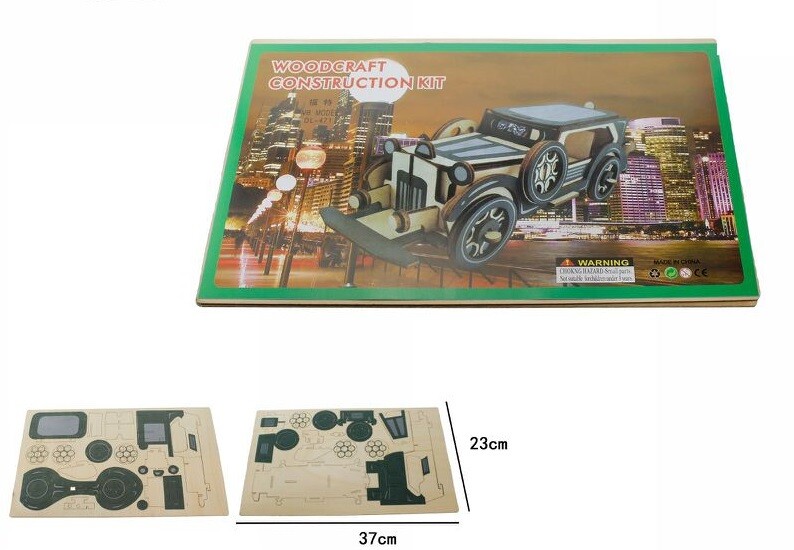 Puzzle 3D Legno Auto Chicago Modellino Modellismo Collezione Gioco Bambini dfh