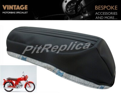 HONDA BENLY 50s SEAT SADDLE COVER *HEAT EMBOSSED* BLACK PIPING [HORRS]