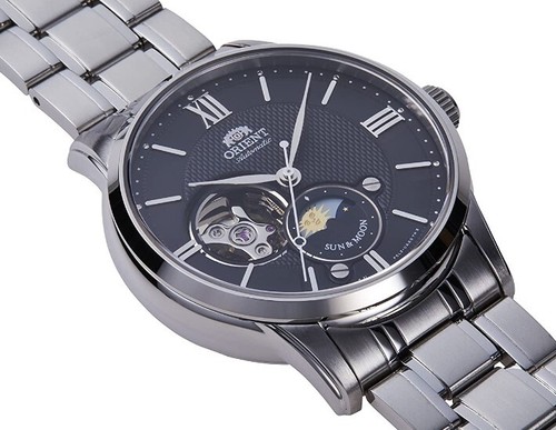 Pre-owned Orient Rn-as0001b  Sun & Moon Semi Skeleton Made In Japan