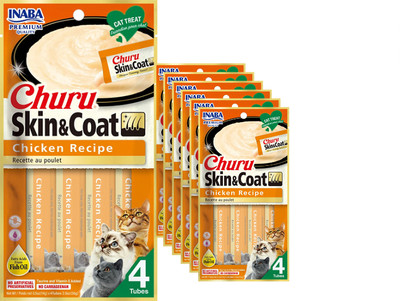 INABA CAT TREAT/TOPPER SKIN/COAT CHICKEN RECIPE GREAT 4 PICKY CAT 6 PACK CT 24