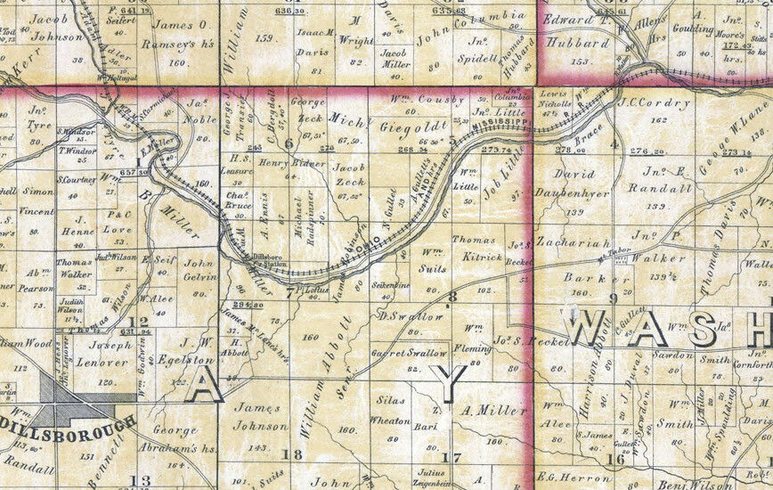 1860 Farm Line Map of Dearborn County Indiana 