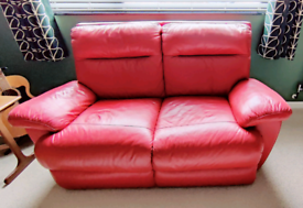 Red leather 2 Seater Sofa