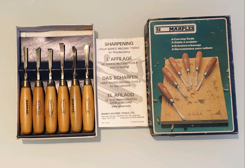 Top Quality Antique Marples Record No. M153 6 Piece Carving Wood Chise