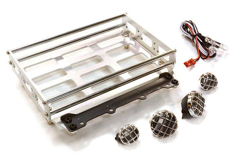 Realistic 1/10 Scale Alloy Luggage Tray 102x125x29mm with 4 LED Spot Light Set - Picture 1 of 1