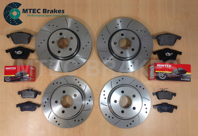Ford Focus ST225 2.5 MTEC Drilled Grooved Brake Discs Front Rear & Mintex Pads