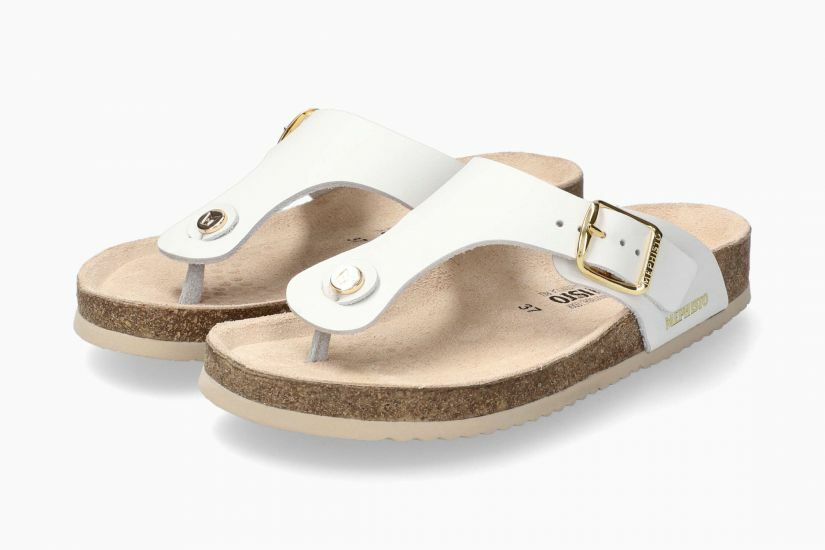 MEPHISTO HAUSSCHUHE SANDALEN FLIP-FLOPS MEPHISTO MELINDA LEDER WEISS