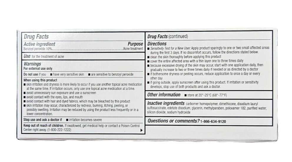 Benzoyl Peroxide 10% Acne GEL 2.1oz ( 60 gm ) PERRIGO / PADAGIS ^ NEW LOOK!