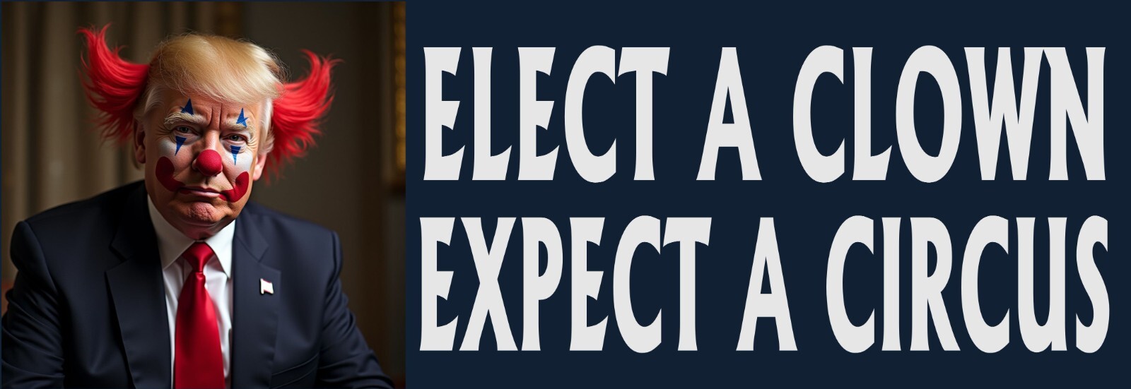 Elect a Clown Expect a Circus Anti Trump Bumper Sticker/Magnet Buy one get one