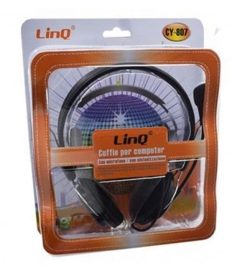 Cuffie Con Microfono Stereo Per Pc Notebook Skype Msn Jack 3.5 Linq Cy-807